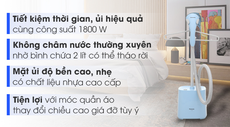 Bàn ủi hơi nước đứng Panasonic NI-GSE050ARA 1800W - 1000w / den