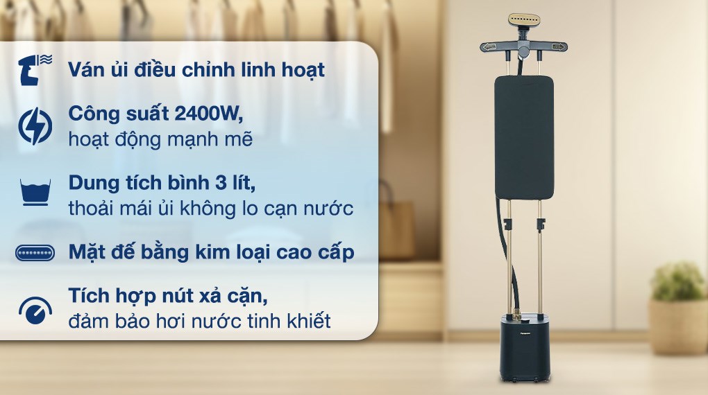 Bàn ủi hơi nước đứng Panasonic NI-GWG090GRA 2400W - 1000w / den