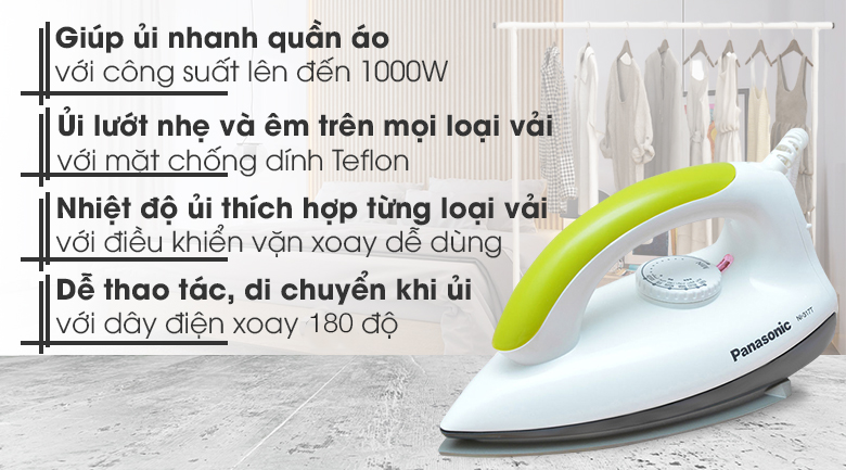 Bàn ủi khô Panasonic PABU-NI-317TXRA 1000W - 1000w / den